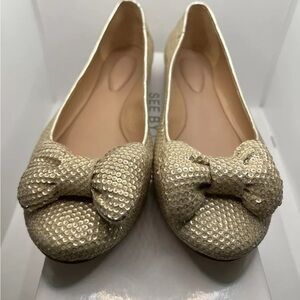 See By Chloe Women’s Tissue Paillette Bow Tie Gold Sequin Ballerina Flats